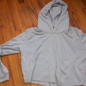 Light Blue Brandy Melville Cropped Hoodie
